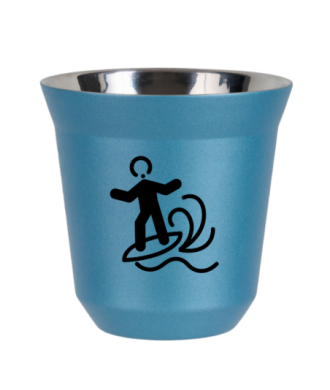 Tasse 80 ml BLEU CLAIR MÉTALLIQUE "Planche à voile (noir)" Tasse 80 ml BLEU CLAIR MÉTALLIQUE "Planche à voile (noir)"