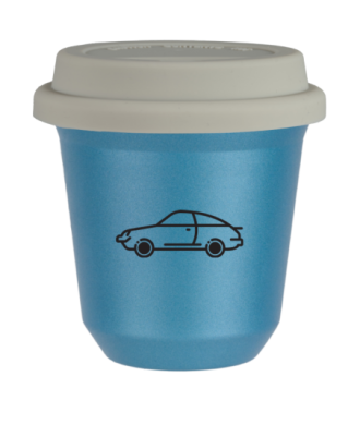 Tasse 80 ml BLEU CLAIR MÉTALLIQUE "Voiture (noir)", avec couvercle blanc Tasse 80 ml BLEU CLAIR MÉTALLIQUE "Voiture (noir)", avec couvercle blanc