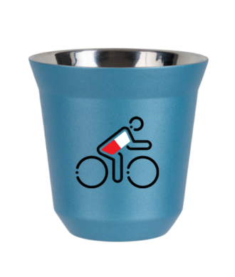 Tasse 80 ml BLEU CLAIR MÉTALLIQUE "Cycliste aux couleurs polonaises (noir)" Tasse 80 ml BLEU CLAIR MÉTALLIQUE "Cycliste aux couleurs polonaises (noir)"