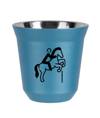 Tasse 80 ml BLEU CLAIR MÉTALLIQUE "Équitation 1 (noir)" Tasse 80 ml BLEU CLAIR MÉTALLIQUE "Équitation 1 (noir)"