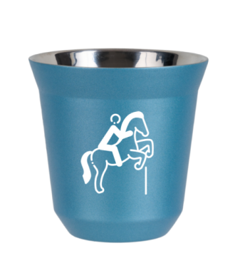 Tasse 80 ml BLEU CLAIR MÉTALLIQUE "Équitation 1 (blanc)" Tasse 80 ml BLEU CLAIR MÉTALLIQUE "Équitation 1 (blanc)"