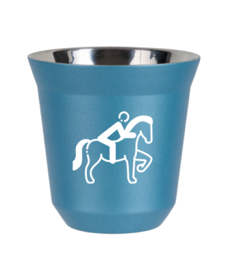 Tasse 80 ml BLEU CLAIR MÉTALLIQUE "Équitation 2 (blanc)" Tasse 80 ml BLEU CLAIR MÉTALLIQUE "Équitation 2 (blanc)"