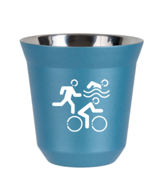 Tasse 80 ml BLEU CLAIR MÉTALLIQUE "Sports (blanc)" Tasse 80 ml BLEU CLAIR MÉTALLIQUE "Sports (blanc)"