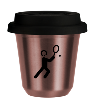 Tasse 80 ml OR ROSE "Tennis 1", avec couvercle noir Tasse 80 ml OR ROSE "Tennis 1", avec couvercle noir