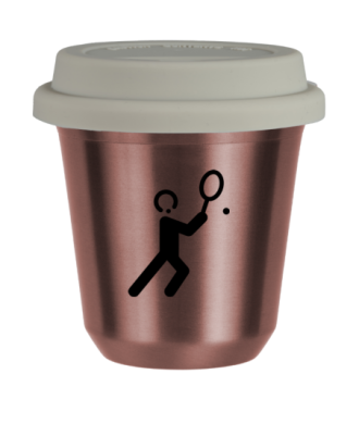 Tasse 80 ml OR ROSE "Tennis 1 (noir)", avec couvercle blanc Tasse 80 ml OR ROSE "Tennis 1 (noir)", avec couvercle blanc