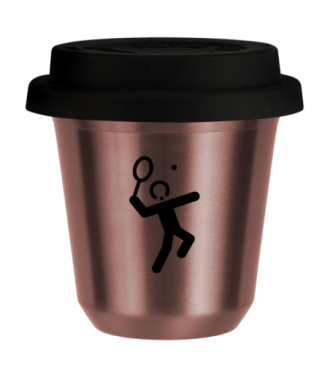 Tasse 80 ml OR ROSE "Tennis 2", avec couvercle noir Tasse 80 ml OR ROSE "Tennis 2", avec couvercle noir