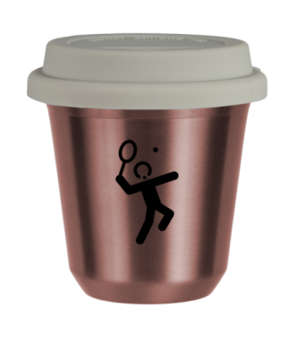 Tasse 80 ml OR ROSE "Tennis 2", avec couvercle blanc Tasse 80 ml OR ROSE "Tennis 2", avec couvercle blanc