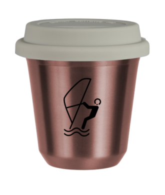 Tasse 80 ml OR ROSE "Sports nautiques (noir)", avec couvercle blanc Tasse 80 ml OR ROSE "Sports nautiques (noir)", avec couvercle blanc