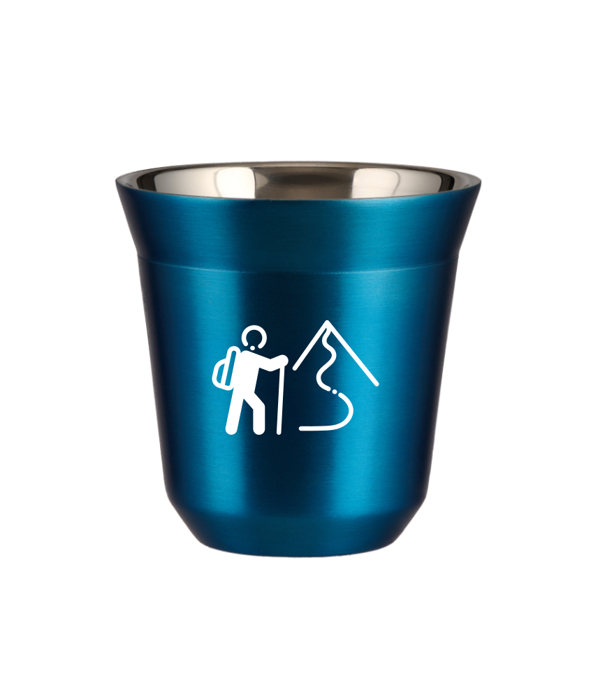 Tasse 80 ml BLEU MÉTALLIQUE "Escalade 2 (blanc)" Tasse 80 ml BLEU MÉTALLIQUE "Escalade 2 (blanc)"