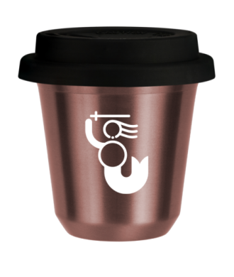 Tasse 80 ml OR ROSE "WARSZAWSKA SYRENKA (blanc)", avec couvercle noir Tasse 80 ml OR ROSE "WARSZAWSKA SYRENKA (blanc)", avec couvercle noir