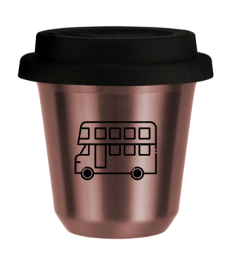 Tasse 80 ml OR ROSE "Bus", avec couvercle noir Tasse 80 ml OR ROSE "Bus", avec couvercle noir