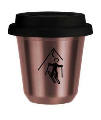 Tasse 80 ml OR ROSE "Ski (noir)", avec couvercle noir Tasse 80 ml OR ROSE "Ski (noir)", avec couvercle noir
