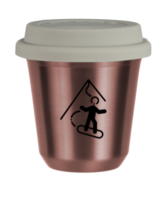 Tasse 80 ml OR ROSE "Snowboard", avec couvercle blanc Tasse 80 ml OR ROSE "Snowboard", avec couvercle blanc