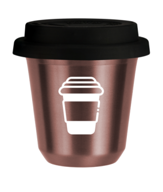 Tasse 80 ml OR ROSE, avec couvercle noir Tasse 80 ml OR ROSE, avec couvercle noir