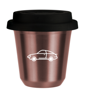 Tasse 80 ml OR ROSE "Voiture (blanc)", avec couvercle noir Tasse 80 ml OR ROSE "Voiture (blanc)", avec couvercle noir