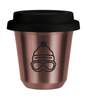 Tasse 80 ml OR ROSE "Casquette (noir)", avec couvercle noir Tasse 80 ml OR ROSE "Casquette (noir)", avec couvercle noir
