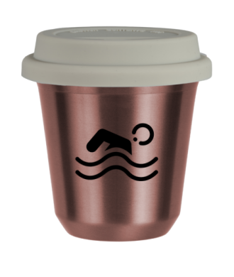 Tasse 80 ml OR ROSE "Natation", avec couvercle blanc Tasse 80 ml OR ROSE "Natation", avec couvercle blanc