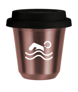 Tasse 80 ml OR ROSE "Natation (blanc)", avec couvercle noir Tasse 80 ml OR ROSE "Natation (blanc)", avec couvercle noir