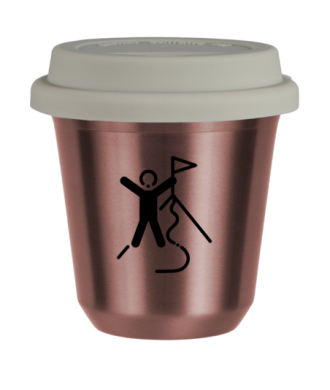 Tasse 80 ml OR ROSE "Escalade 1 (noir)", avec couvercle blanc Tasse 80 ml OR ROSE "Escalade 1 (noir)", avec couvercle blanc