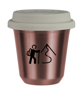 Tasse 80 ml OR ROSE "Escalade 2", avec couvercle blanc Tasse 80 ml OR ROSE "Escalade 2", avec couvercle blanc