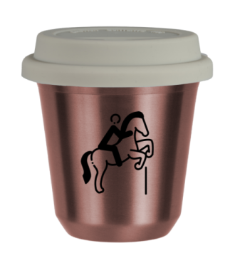 Tasse 80 ml OR ROSE "Équitation 1", avec couvercle blanc Tasse 80 ml OR ROSE "Équitation 1", avec couvercle blanc