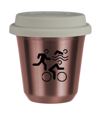 Tasse 80 ml OR ROSE "Sports (noir)", avec couvercle blanc Tasse 80 ml OR ROSE "Sports (noir)", avec couvercle blanc