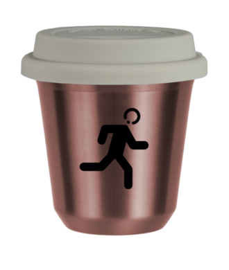 Tasse 80 ml OR ROSE "Coureur (noir)", avec couvercle blanc Tasse 80 ml OR ROSE "Coureur (noir)", avec couvercle blanc