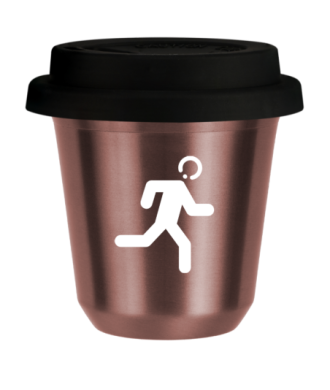 Tasse 80 ml OR ROSE "Coureur (blanc)", avec couvercle noir Tasse 80 ml OR ROSE "Coureur (blanc)", avec couvercle noir