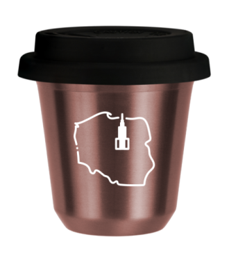 Tasse 80 ml OR ROSE "Pologne (blanc)", avec couvercle noir Tasse 80 ml OR ROSE "Pologne (blanc)", avec couvercle noir