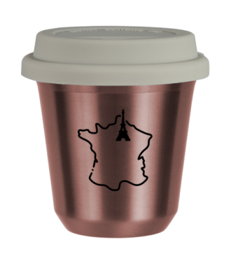 Tasse 80 ml OR ROSE "France (noir)", avec couvercle blanc Tasse 80 ml OR ROSE "France (noir)", avec couvercle blanc