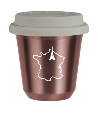 Tasse 80 ml OR ROSE "France (blanc)", avec couvercle blanc Tasse 80 ml OR ROSE "France (blanc)", avec couvercle blanc
