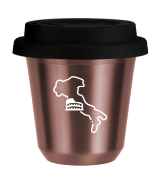 Tasse 80 ml OR ROSE "Italie (blanc)", avec couvercle noir Tasse 80 ml OR ROSE "Italie (blanc)", avec couvercle noir
