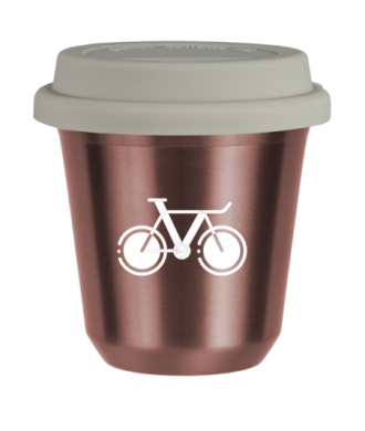 Tasse 80 ml OR ROSE "Vélo 1 (blanc)", avec couvercle blanc Tasse 80 ml OR ROSE "Vélo 1 (blanc)", avec couvercle blanc