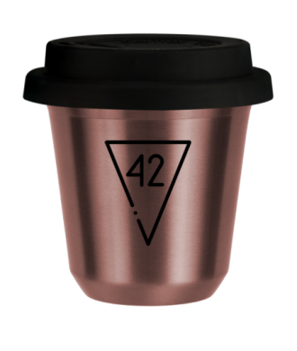 Tasse 80 ml OR ROSE "42 (noir)", avec couvercle noir Tasse 80 ml OR ROSE "42 (noir)", avec couvercle noir