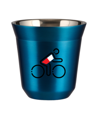 Tasse 80 ml BLEU MÉTALLIQUE "Cycliste aux couleurs polonaises" Tasse 80 ml BLEU MÉTALLIQUE "Cycliste aux couleurs polonaises"