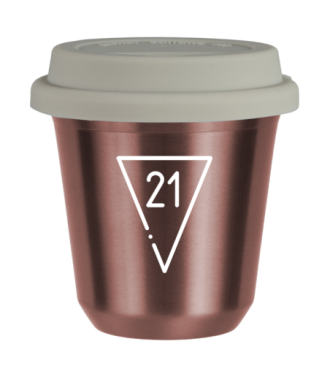 Tasse 80 ml OR ROSE "21 (blanc)", avec couvercle blanc Tasse 80 ml OR ROSE "21 (blanc)", avec couvercle blanc