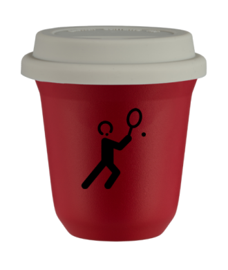 Tasse 80 ml ROUGE "Tennis 1", avec couvercle blanc Tasse 80 ml ROUGE "Tennis 1", avec couvercle blanc