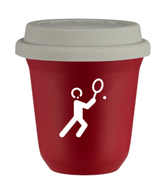 Tasse 80 ml ROUGE "Tennis 1 (blanc)", avec couvercle blanc Tasse 80 ml ROUGE "Tennis 1 (blanc)", avec couvercle blanc