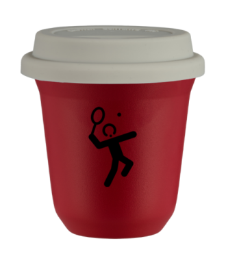 Tasse 80 ml ROUGE "Tennis 2", avec couvercle blanc Tasse 80 ml ROUGE "Tennis 2", avec couvercle blanc