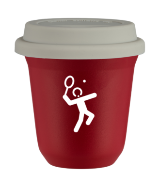 Tasse 80 ml ROUGE "Tennis 2 (blanc)", avec couvercle blanc Tasse 80 ml ROUGE "Tennis 2 (blanc)", avec couvercle blanc