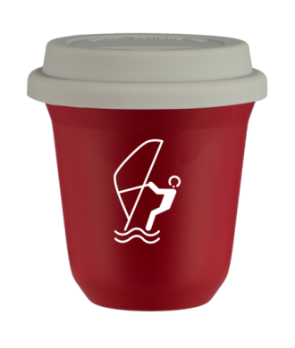 Tasse 80 ml ROUGE "Sports nautiques (blanc)", avec couvercle blanc Tasse 80 ml ROUGE "Sports nautiques (blanc)", avec couvercle blanc