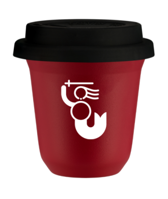 Tasse 80 ml ROUGE "WARSZAWSKA SYRENKA (blanc)", avec couvercle noir Tasse 80 ml ROUGE "WARSZAWSKA SYRENKA (blanc)", avec couvercle noir
