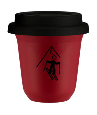 Tasse 80 ml ROUGE "Ski (noir)", avec couvercle noir Tasse 80 ml ROUGE "Ski (noir)", avec couvercle noir