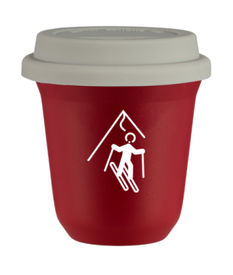 Tasse 80 ml ROUGE "Ski (blanc)", avec couvercle blanc Tasse 80 ml ROUGE "Ski (blanc)", avec couvercle blanc