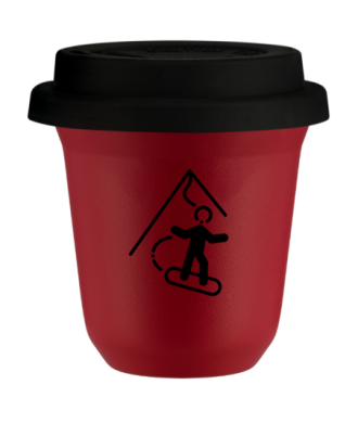 Tasse 80 ml ROUGE "Snowboard", avec couvercle noir Tasse 80 ml ROUGE "Snowboard", avec couvercle noir