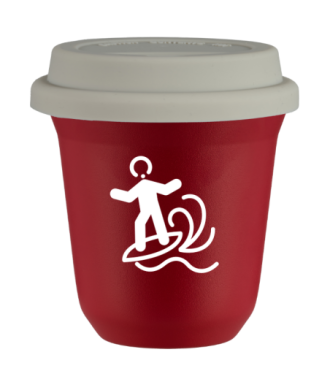 Tasse 80 ml ROUGE "Planche à voile (blanc)", avec couvercle blanc Tasse 80 ml ROUGE "Planche à voile (blanc)", avec couvercle blanc
