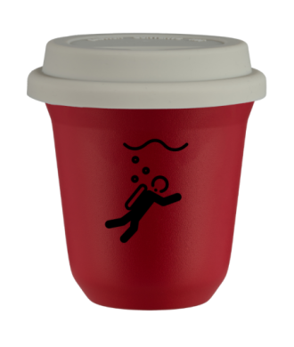 Tasse 80 ml ROUGE "Plongée", avec couvercle blanc Tasse 80 ml ROUGE "Plongée", avec couvercle blanc