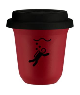 Tasse 80 ml ROUGE "Plongée (noir)", avec couvercle noir Tasse 80 ml ROUGE "Plongée (noir)", avec couvercle noir
