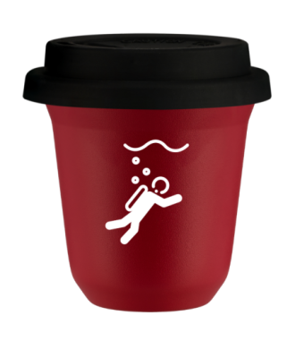 Tasse 80 ml ROUGE "Plongée (blanc)", avec couvercle noir Tasse 80 ml ROUGE "Plongée (blanc)", avec couvercle noir