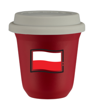 Tasse 80 ml ROUGE "Drapeau polonais", avec couvercle blanc Tasse 80 ml ROUGE "Drapeau polonais", avec couvercle blanc